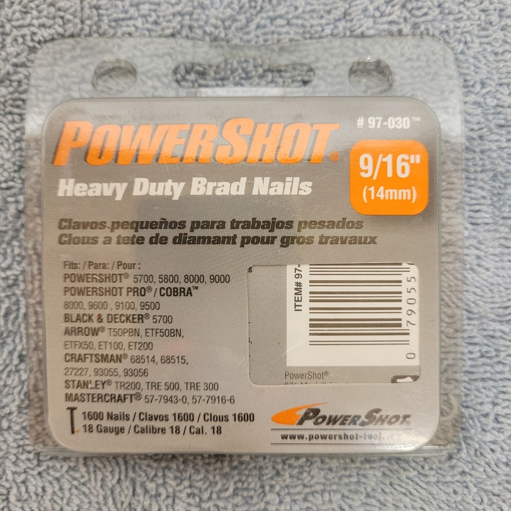 PowerShot 97-030 Heavy Duty Brad Nails 9/16 Inch 14mm 18 Gauge 1600 Count